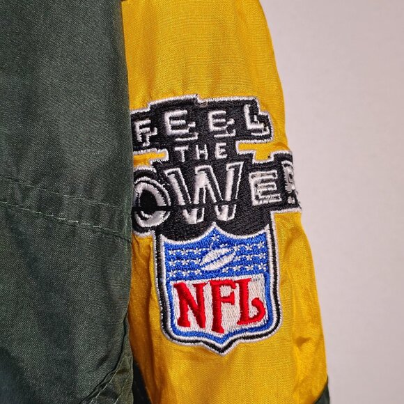 VINTAGE Green Bay Packers Pro Player Jacket Large Pullover Windbreaker Spellout - Picture 9 of 16